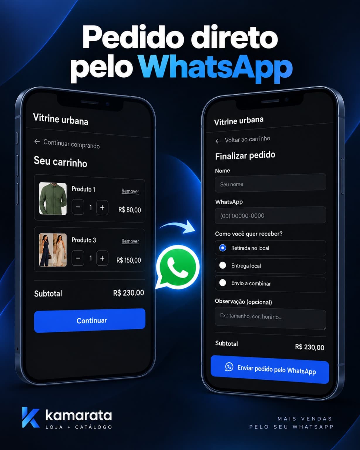 Pedido da loja finalizado direto pelo WhatsApp